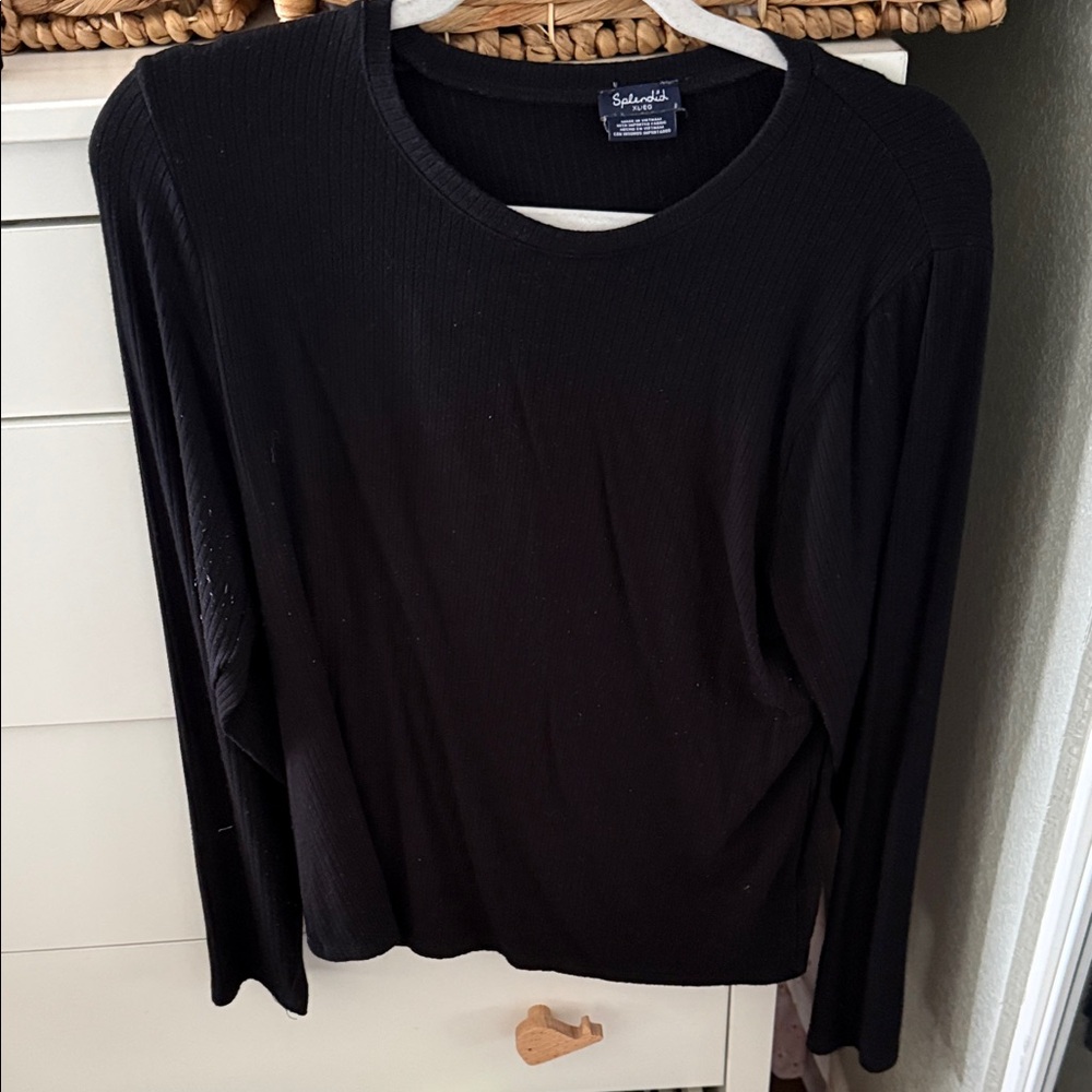 Soft Surroundings Elegant Black Long Sleeve Top
